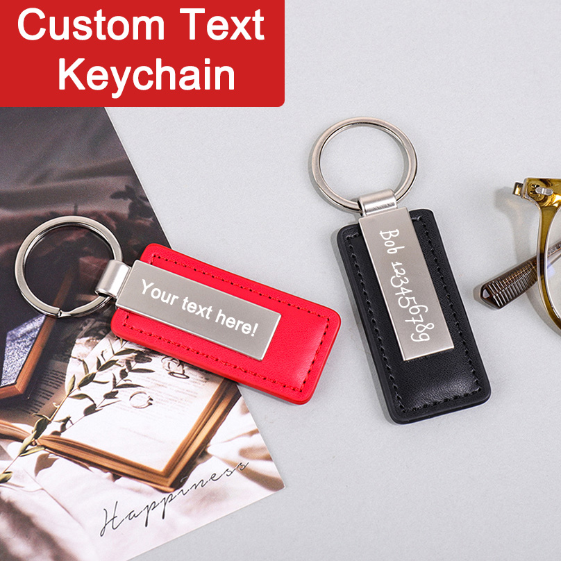 Personalized Engraved Gift - PU Leather Custom Name Keychain Gift