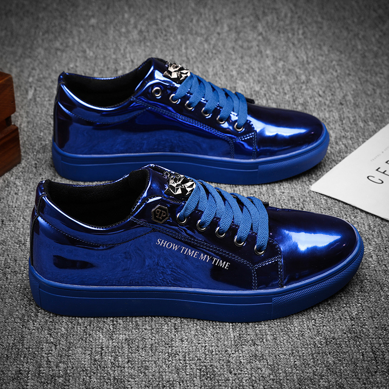 Luxury Men Lifestyle - Luxury Men Casual Sneakers Blue Shiny