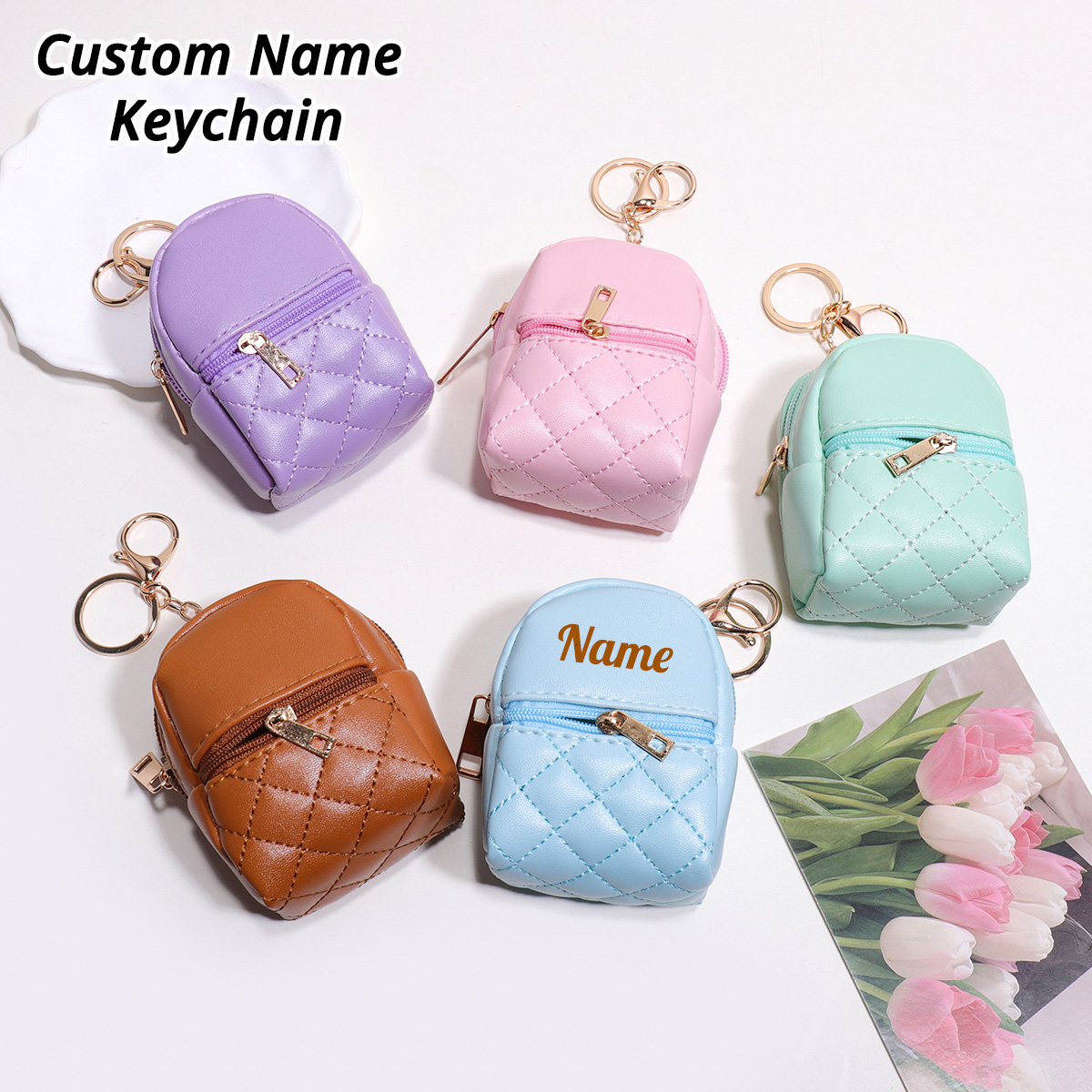 Personalized Engraved Gift - Mini Custom Name Keychain Coin Purse